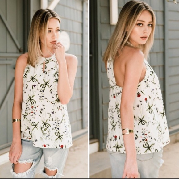 LAST ONE! Ivory Tank with Blossoms - Picture 5 of 5
